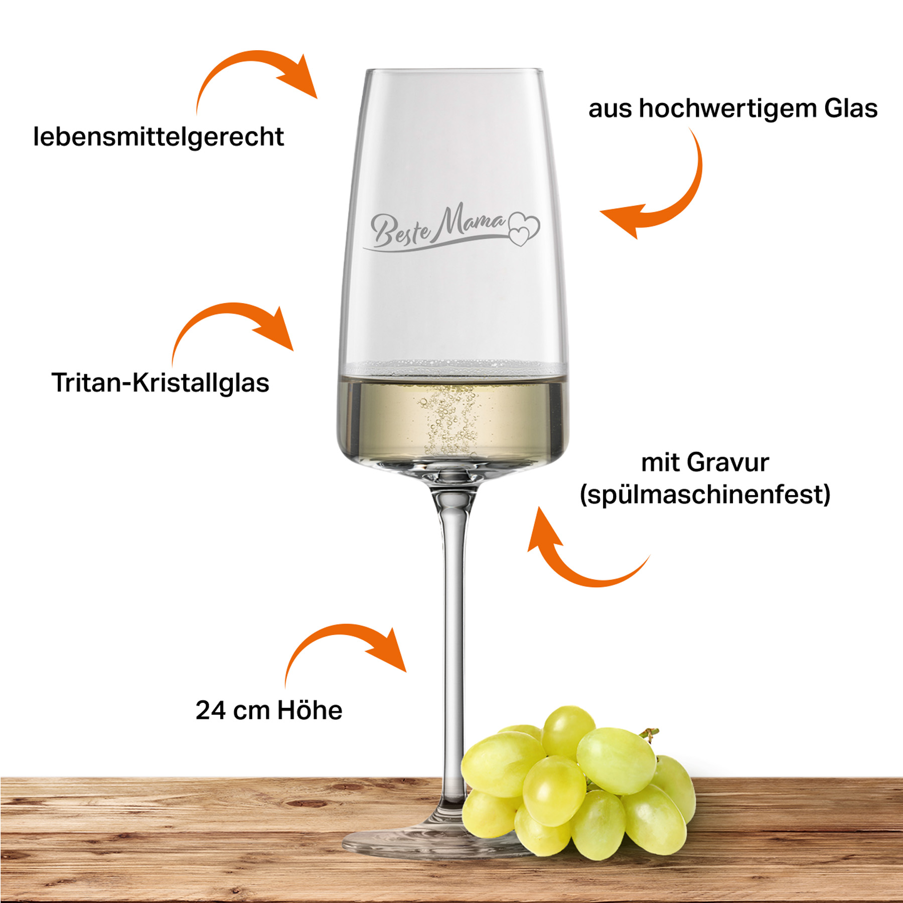 Produktbild 4 von Schott Zwiesel Sekt- und Schaumweinglas VIVID SENSES 388ml "Beste Mama mit Herzen"