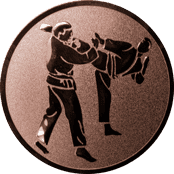 Emblem 25 mm 2 Karatekämpfer, bronze