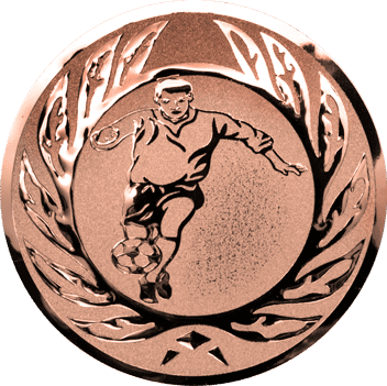 Emblem 25mm Fußballer m. Ehrenkranz, bronze