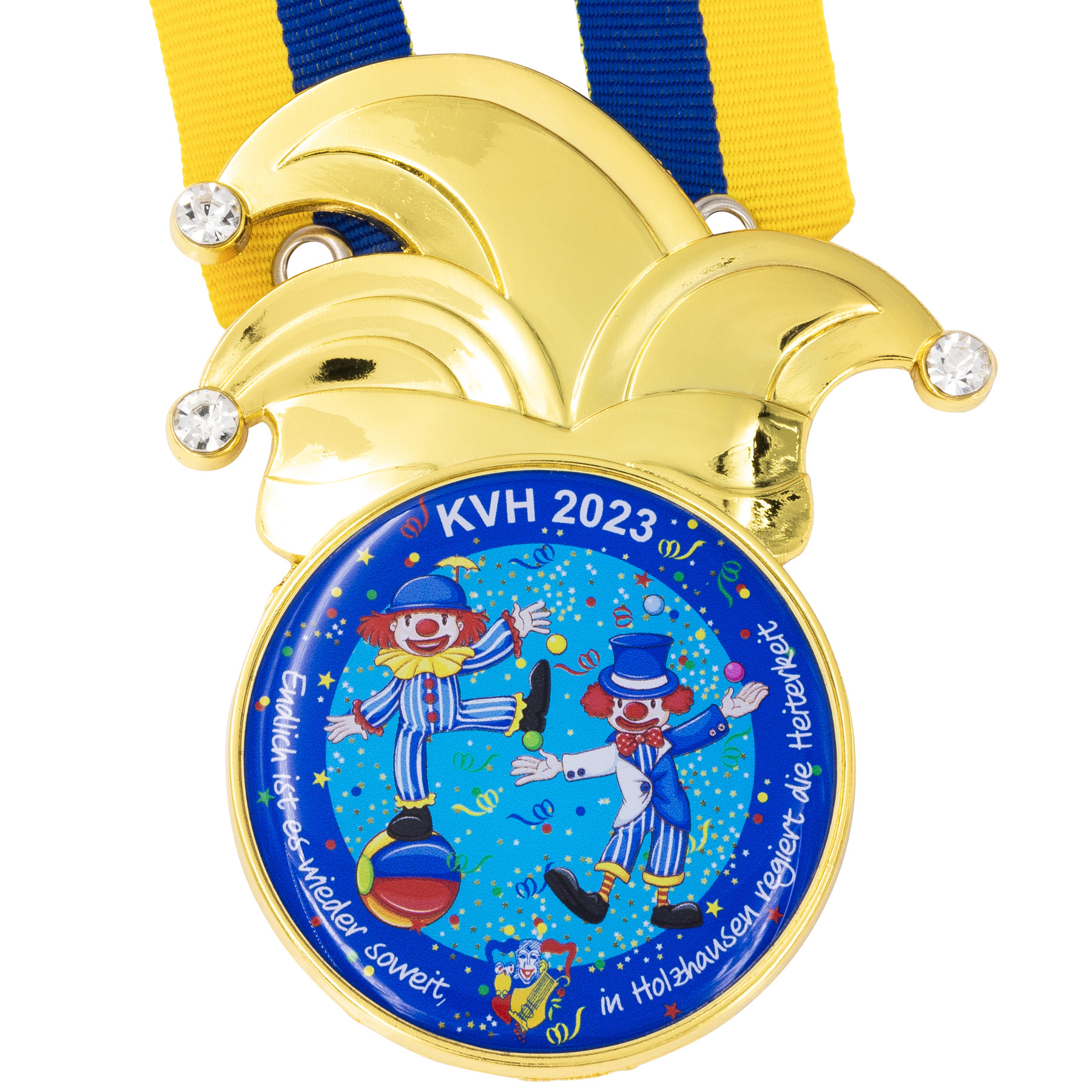 Produktbild von Karnevalsorden "Narrenkappe" mit Schmucksteinen