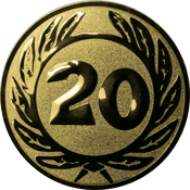Emblem 25 mm Ehrenkranz mit 20, gold