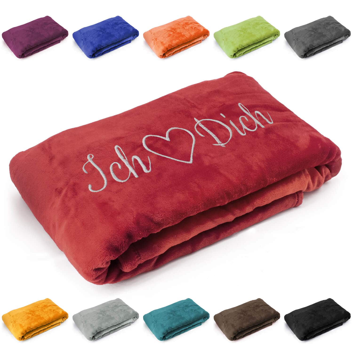 Produktbild 4 von Kuscheldecke "Ich liebe Dich" in verschiedenen Farben für Valentinstag