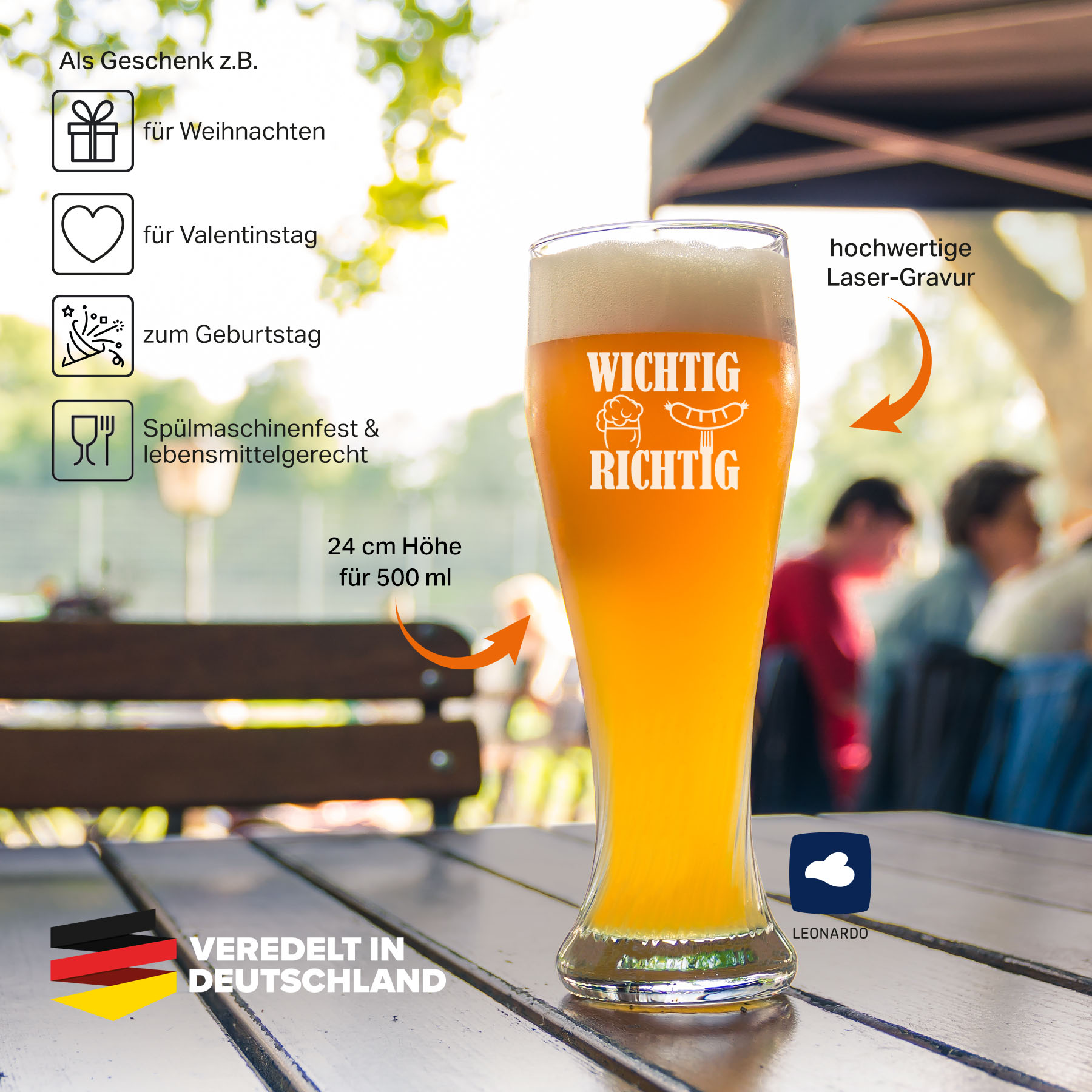 Produktbild 5 von Badelatschen und Weizenglas "Wichtig Richtig"