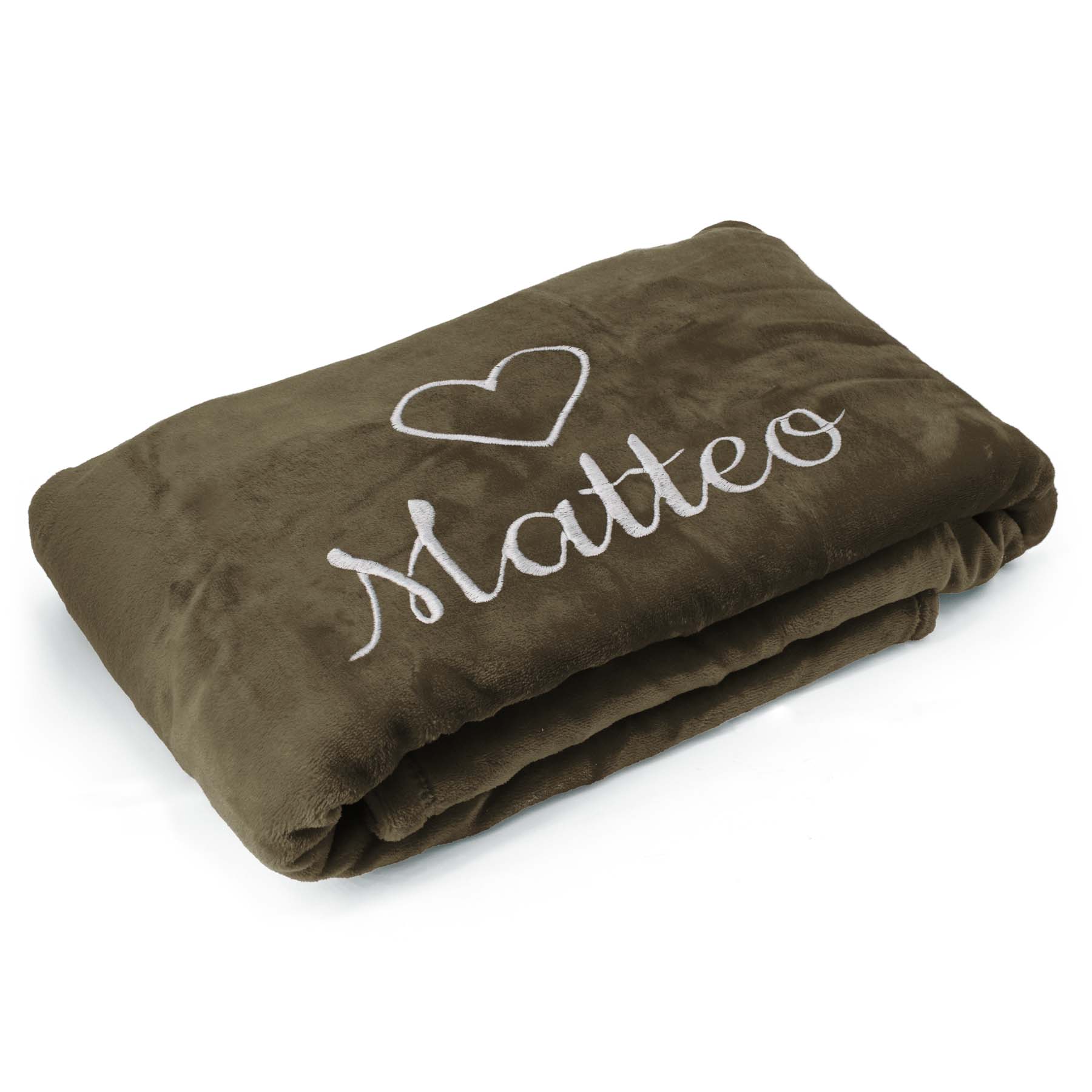 Kuscheldecke mit Name oder Wunschtext für Valentinstag mit Herz » Farbe: Weinrot » kaufen bei
