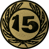 Emblem 25 mm Ehrenkranz mit 15, gold