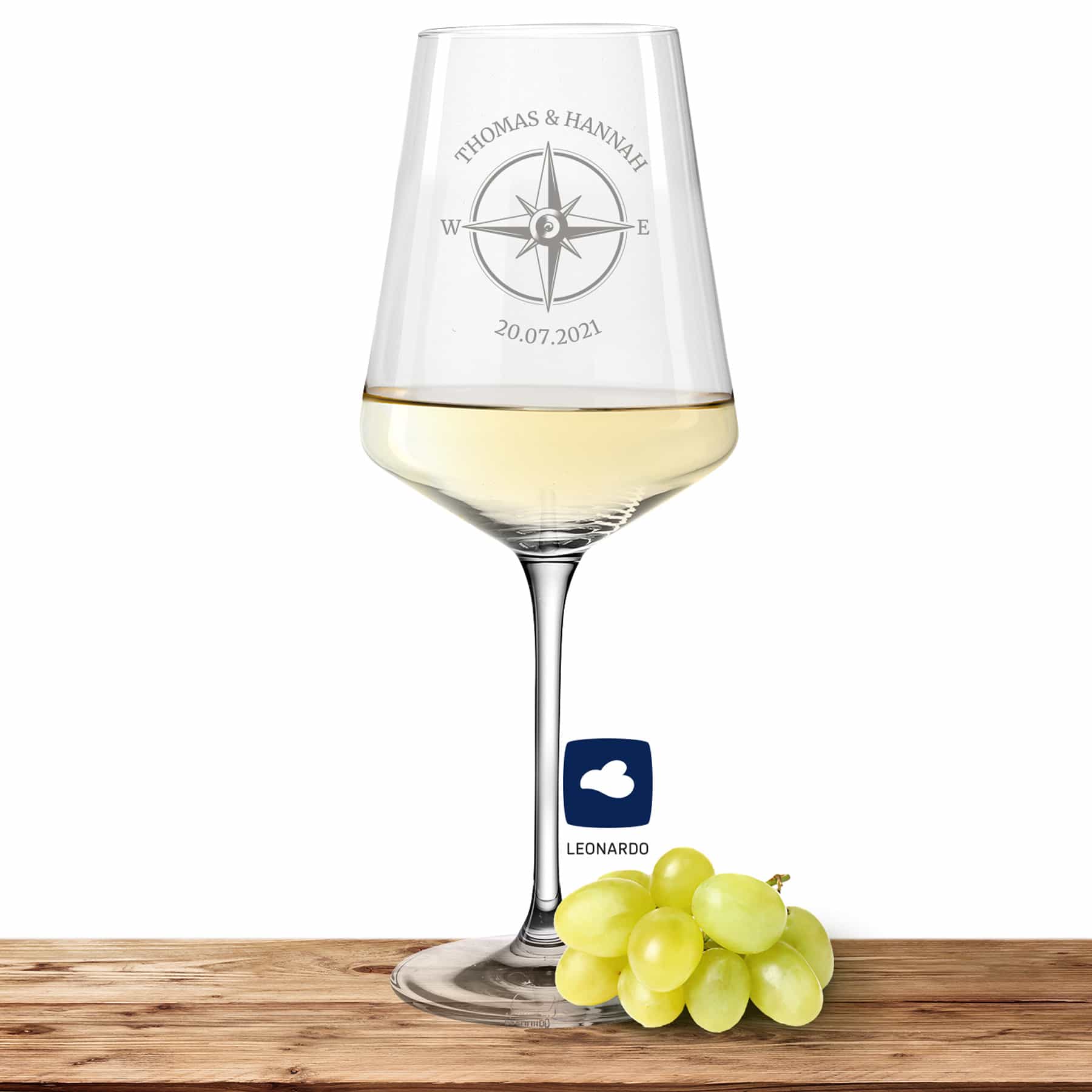 Produktbild von Leonardo Weißweinglas PUCCINI 560ml "Kompass" mit Name oder Wunschtext