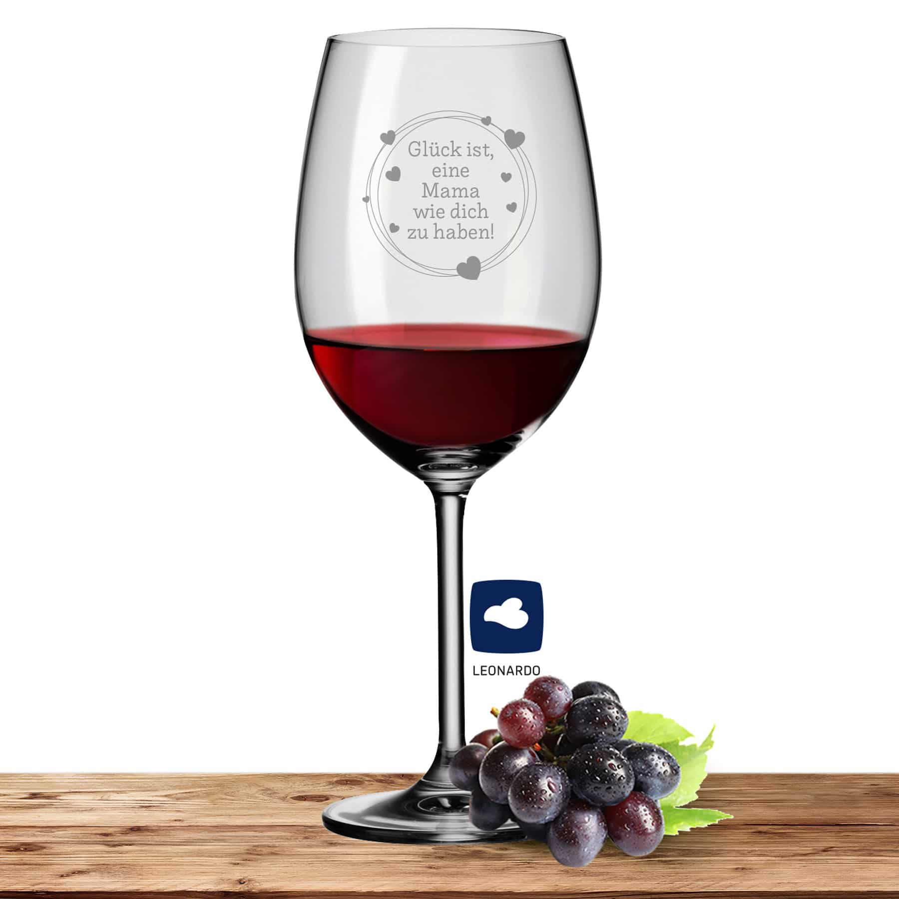 Leonardo Bordeauxglas Rotweinglas DAILY 640ml graviert (Glück Mama)
