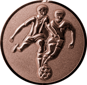 Emblem 25mm 2 Fußballer 3D, bronze