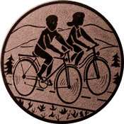 Emblem 25mm 2 Radfahrer, bronze