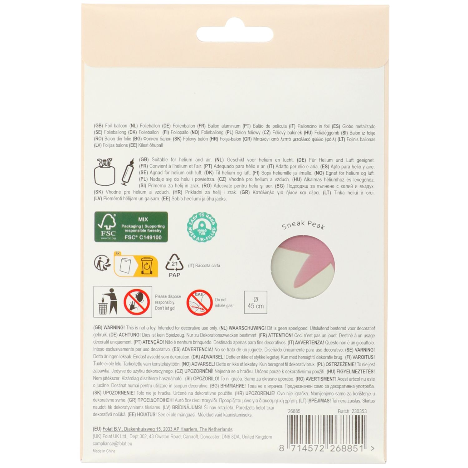 Produktbild 3 von Folienballon 18. Geburtstag - 45cm