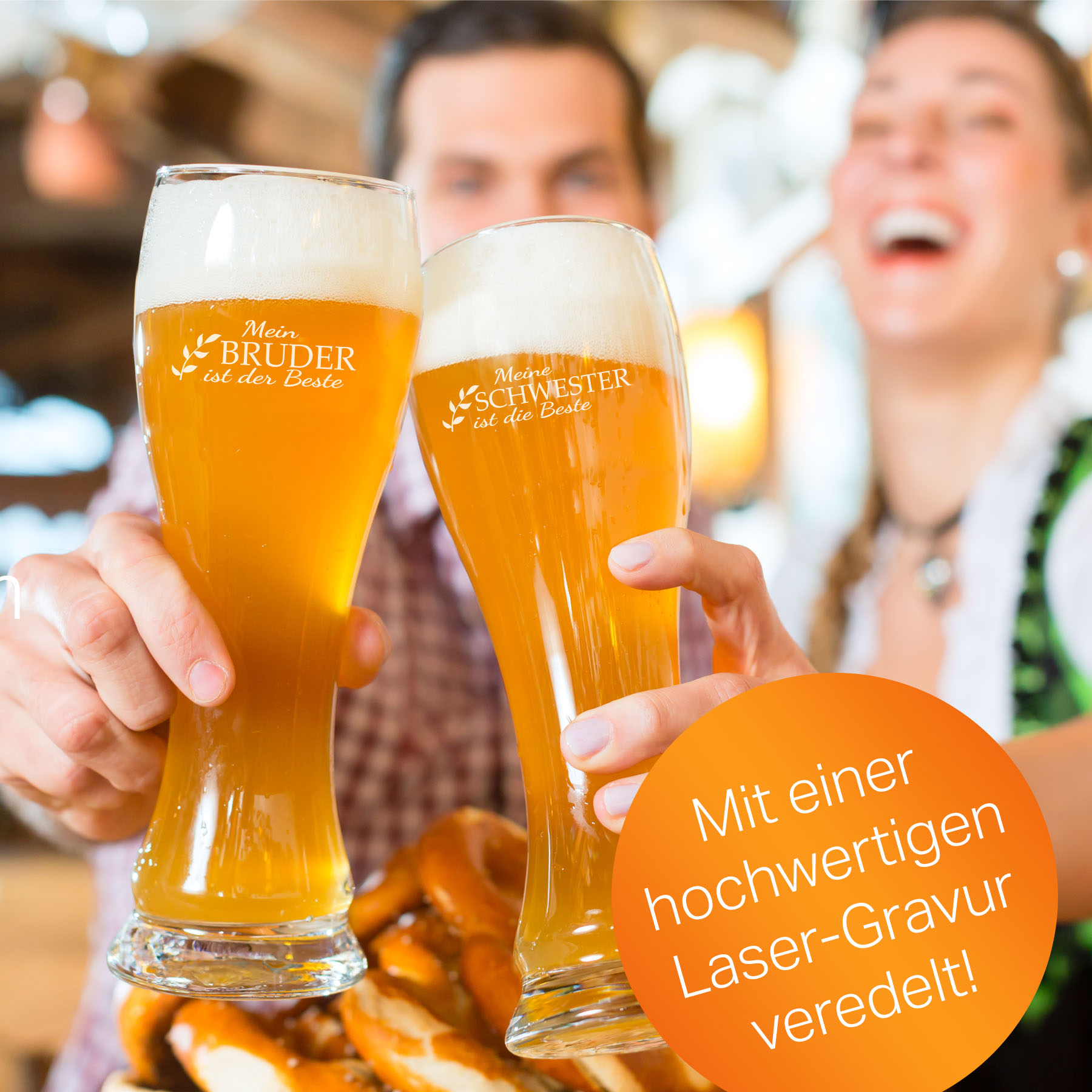 Produktbild 7 von Weizenglas-Holzkiste-Set mit Gravur und Bedruckung "Beste Schwester"