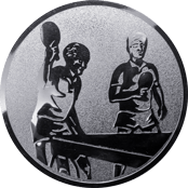Emblem 25mm 2 Tischtennisspieler, silber