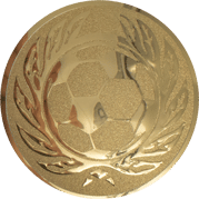 Emblem 25mm Fußball m. Ehrenkranz, gold