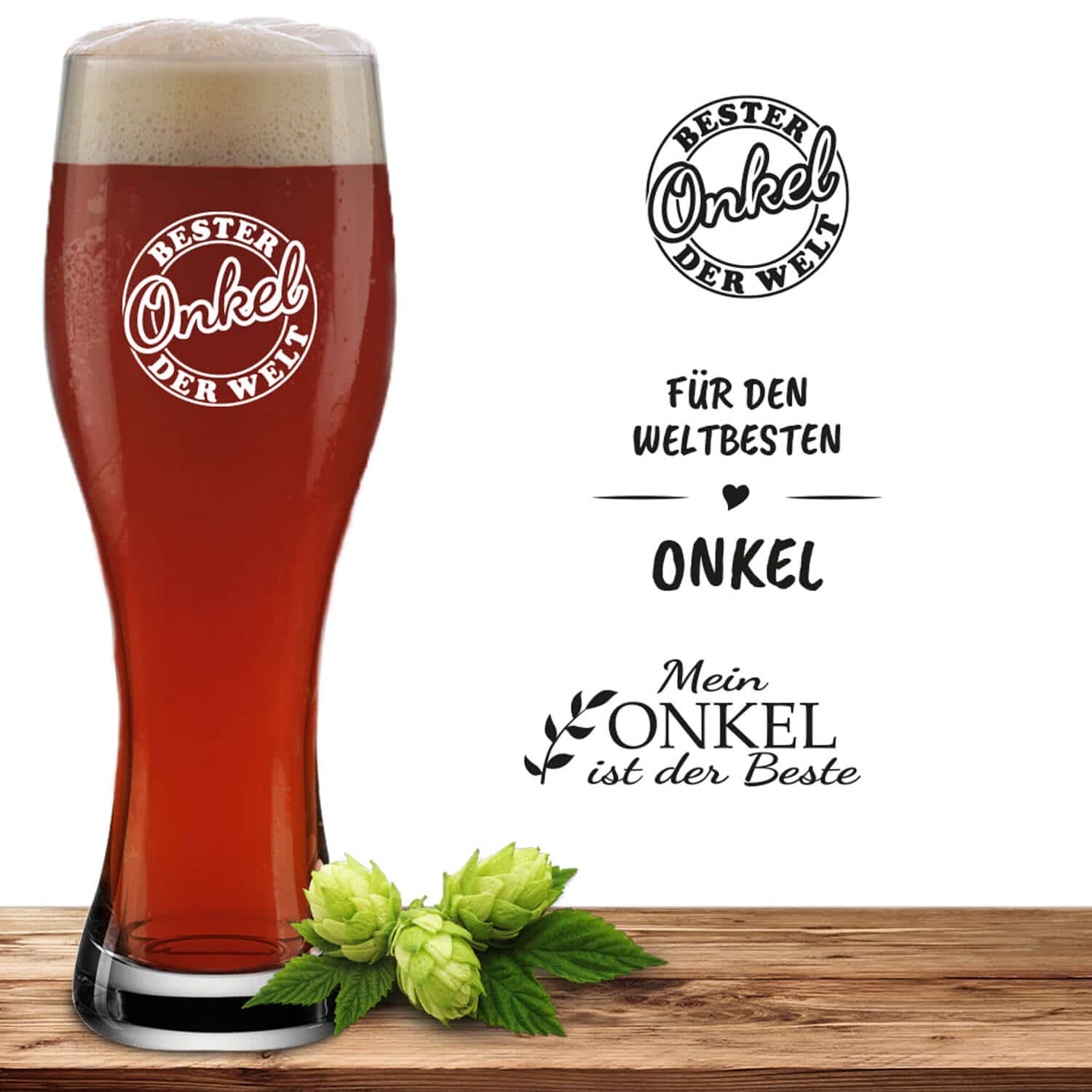 Produktbild 4 von Weizenglas 0,5l "Bester Onkel" mit Geschenkverpackung