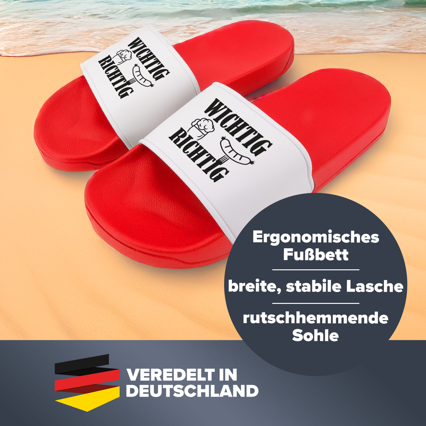 Produktbild 3 von Badelatschen und Weizenglas "Wichtig Richtig"