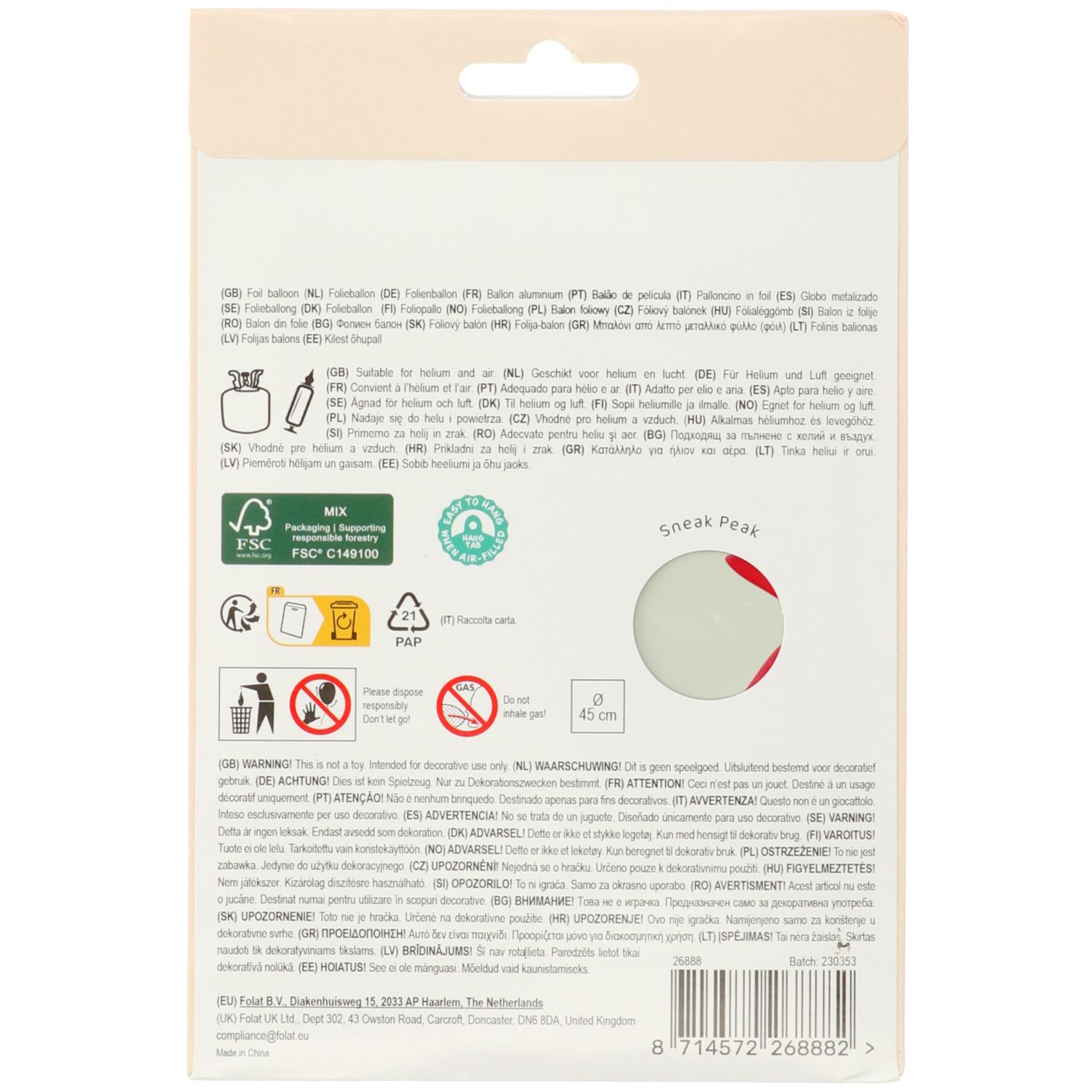 Produktbild 2 von Folienballon 50. Geburtstag - 45cm