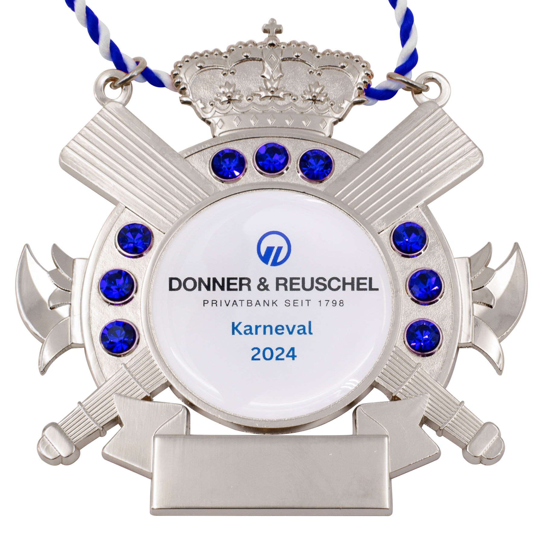 Produktbild von Karnevalsorden "Krone" Silber mit Schmucksteinen