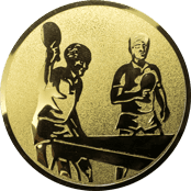 Emblem 25mm 2 Tischtennisspieler, gold