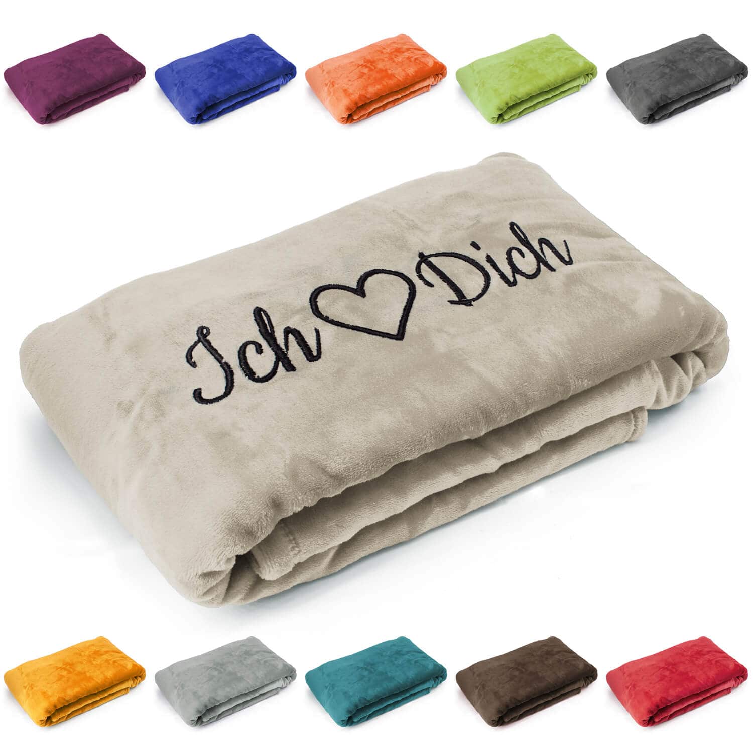 Produktbild 6 von Kuscheldecke "Ich liebe Dich" in verschiedenen Farben für Valentinstag