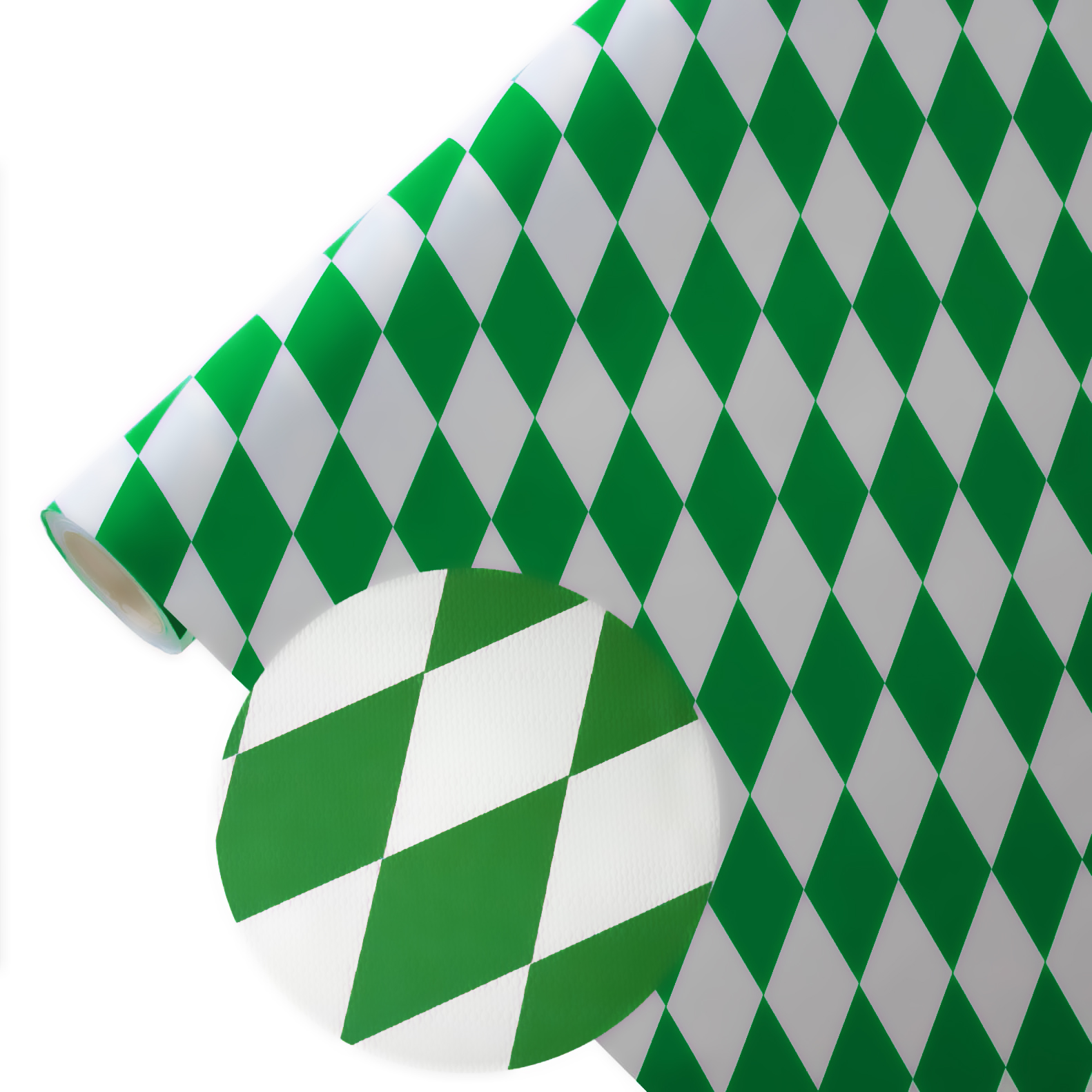 Produktbild von Papiertischdecke Raute grün-weiß wetterfest