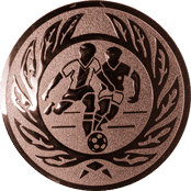 Emblem 25mm 2 Fußballer m. Ehrenkranz, bronze