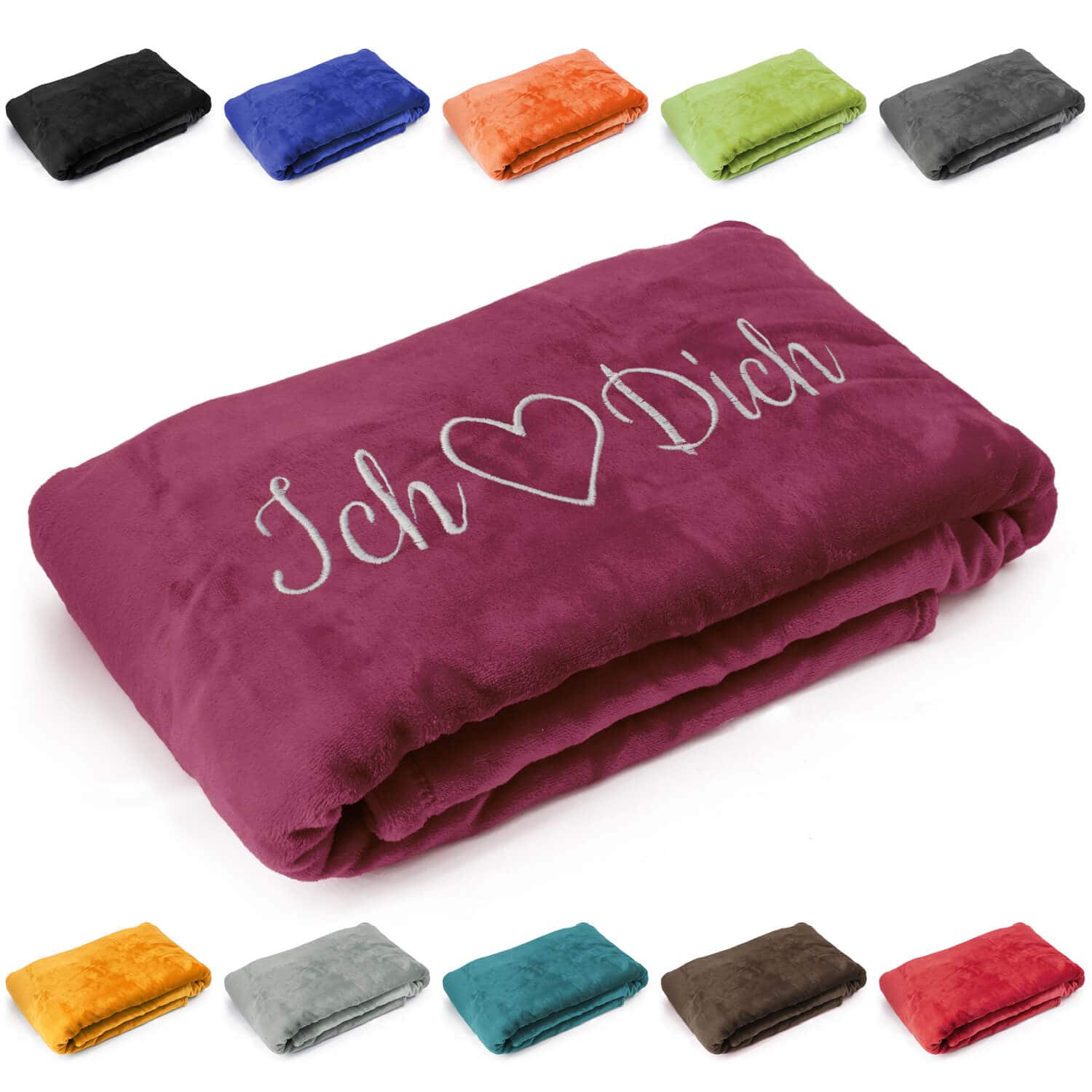 Produktbild 2 von Kuscheldecke "Ich liebe Dich" in verschiedenen Farben für Valentinstag