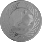 Emblem 25mm Tennisschläger m. Ehrenkranz, silber