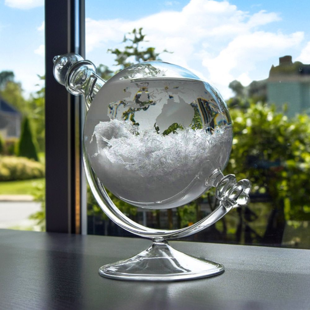 Produktbild von Sturmglas Globus – Wetterstation aus Glas mit Kristallen