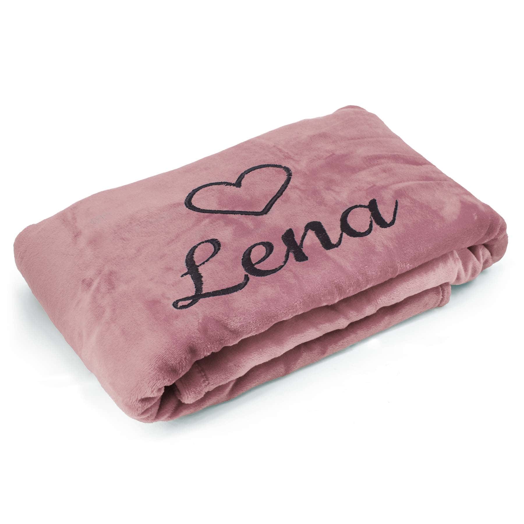 Kuscheldecke mit Name oder Wunschtext für Valentinstag mit Herz » Farbe: Weinrot » kaufen bei