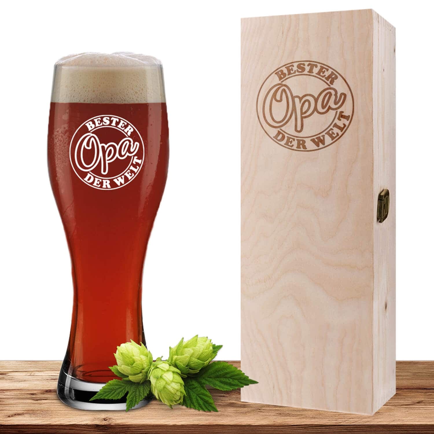 Produktbild von Weizenglas 0,5l "Bester Opa" mit Geschenkverpackung