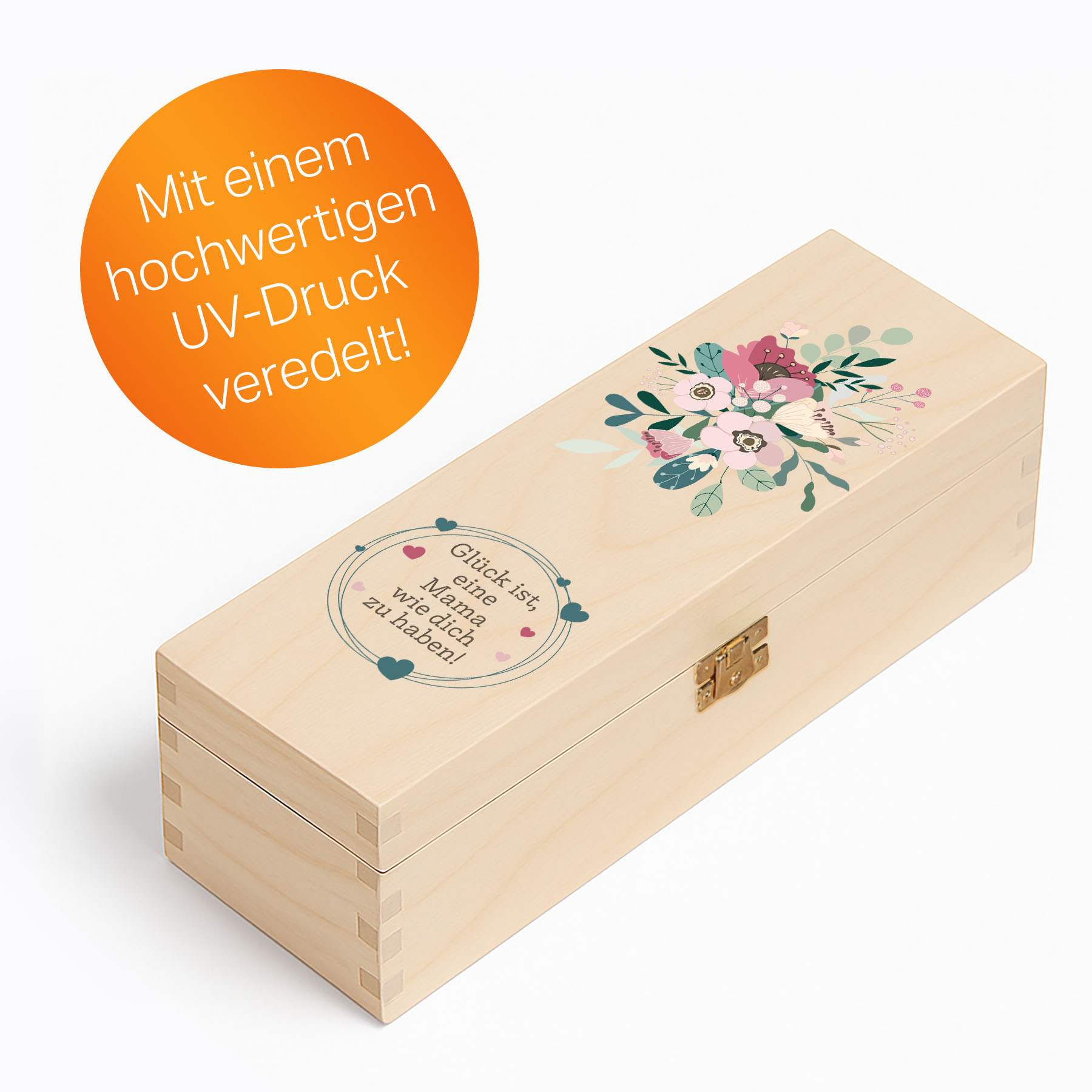 Produktbild 2 von Weinglas-Holzkisten-Set VIVID SENSES 535ml mit Gravur und Bedruckung "Glück Mama"