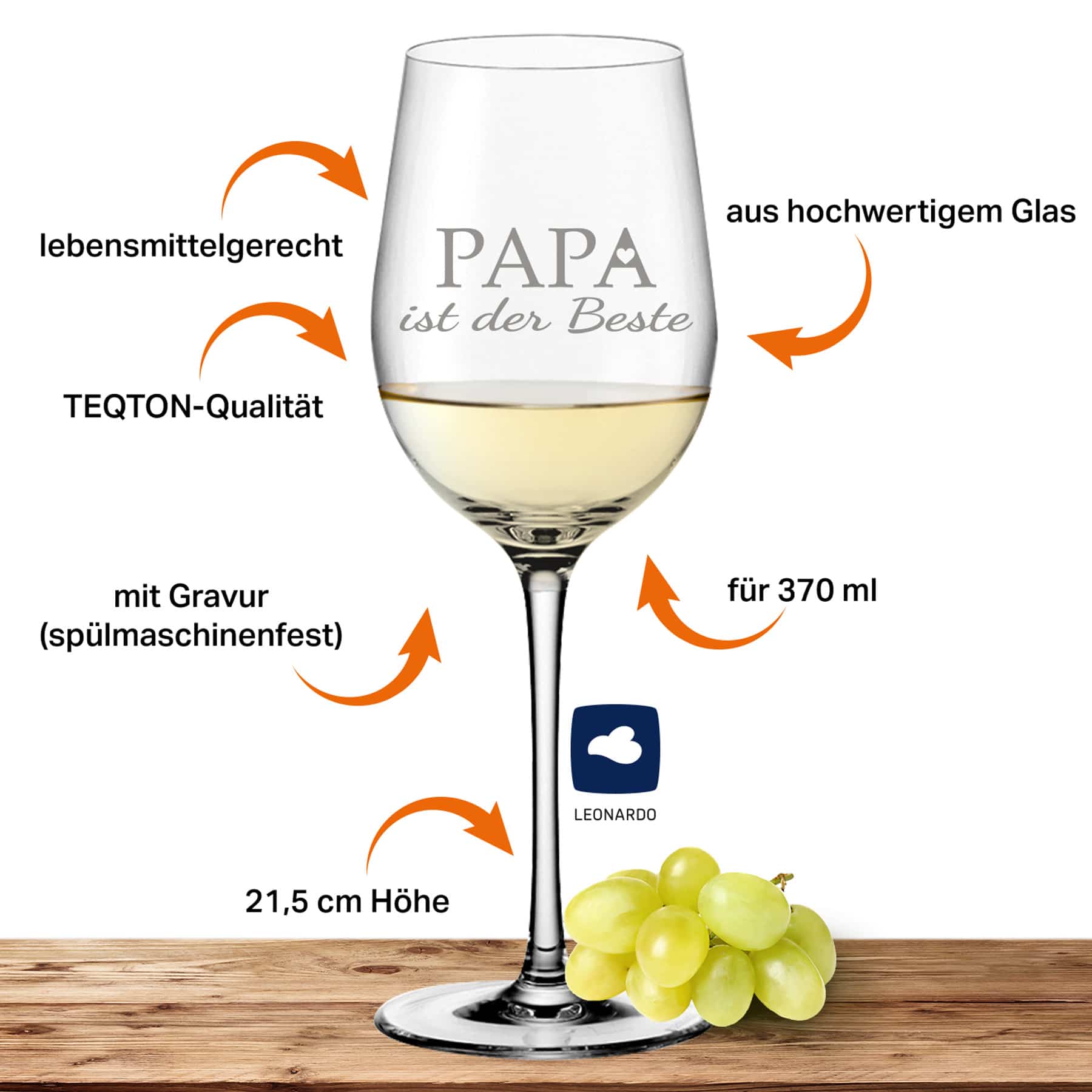 Leonardo Weißweinglas 370ml Ciao+ mit Motiv "Papa ist der Beste"