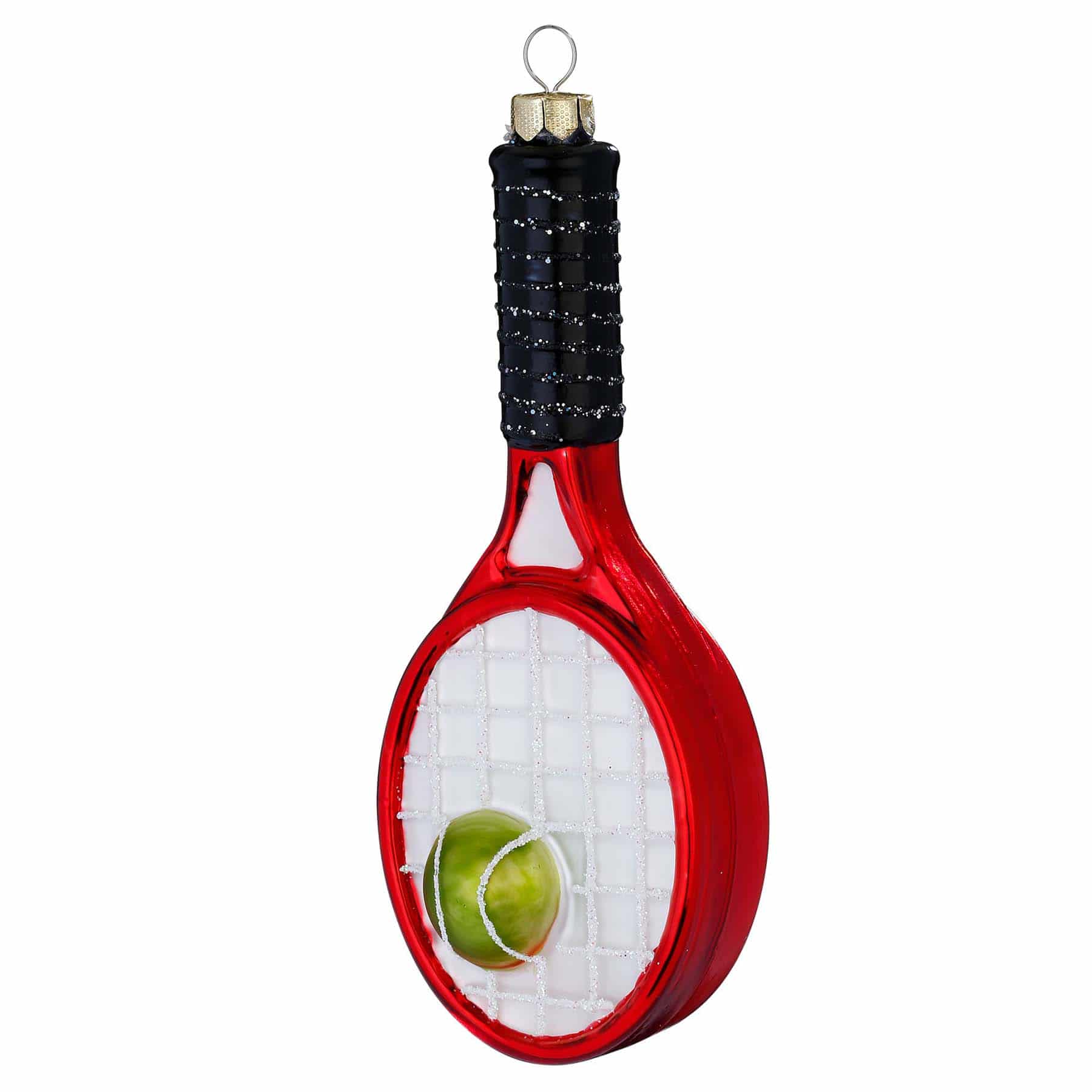 Produktbild von Weihnachtsbaumschmuck "Tennisschläger" aus Glas