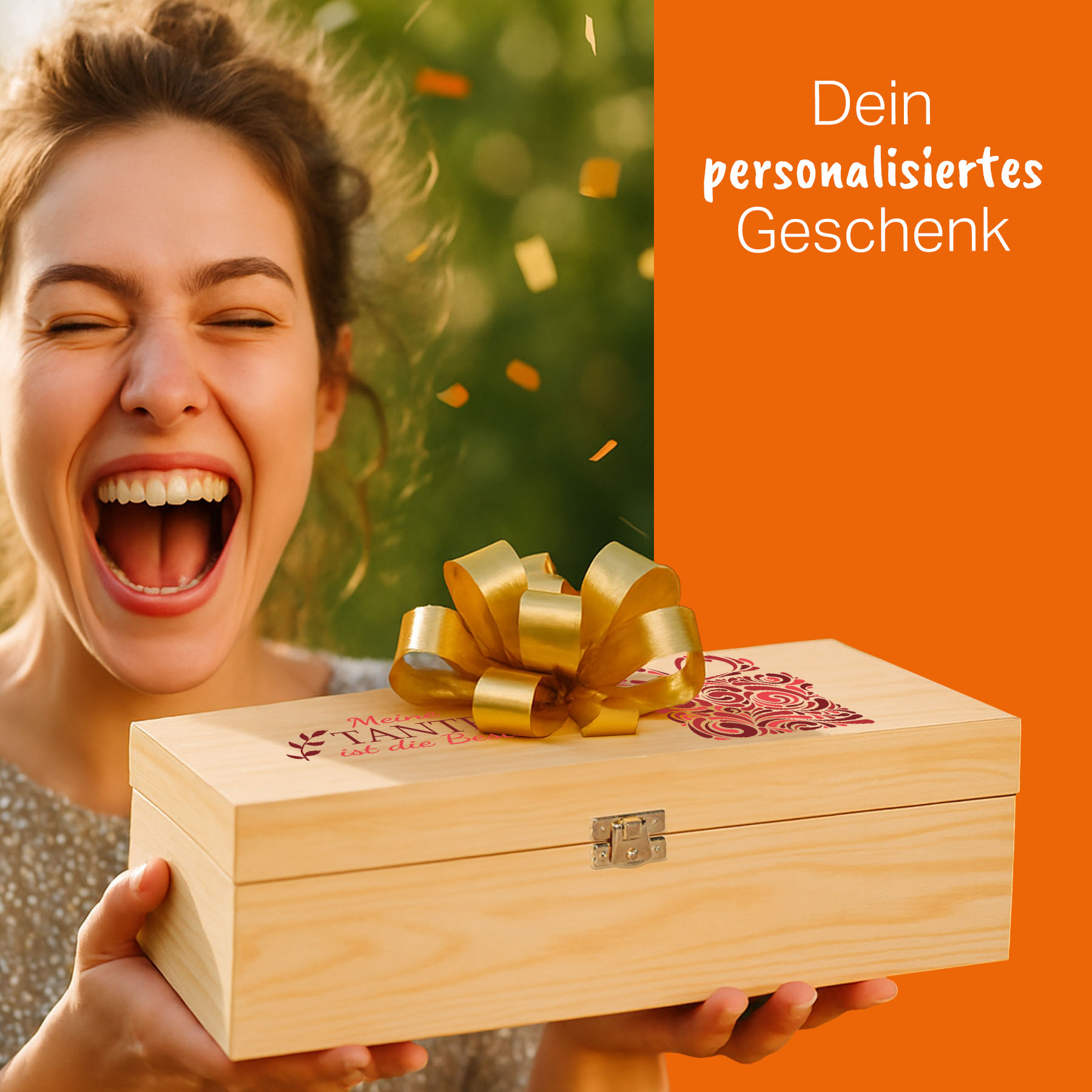 Produktbild 5 von Weizenglas-Holzkiste-Set mit Gravur und Bedruckung "Beste Tante"