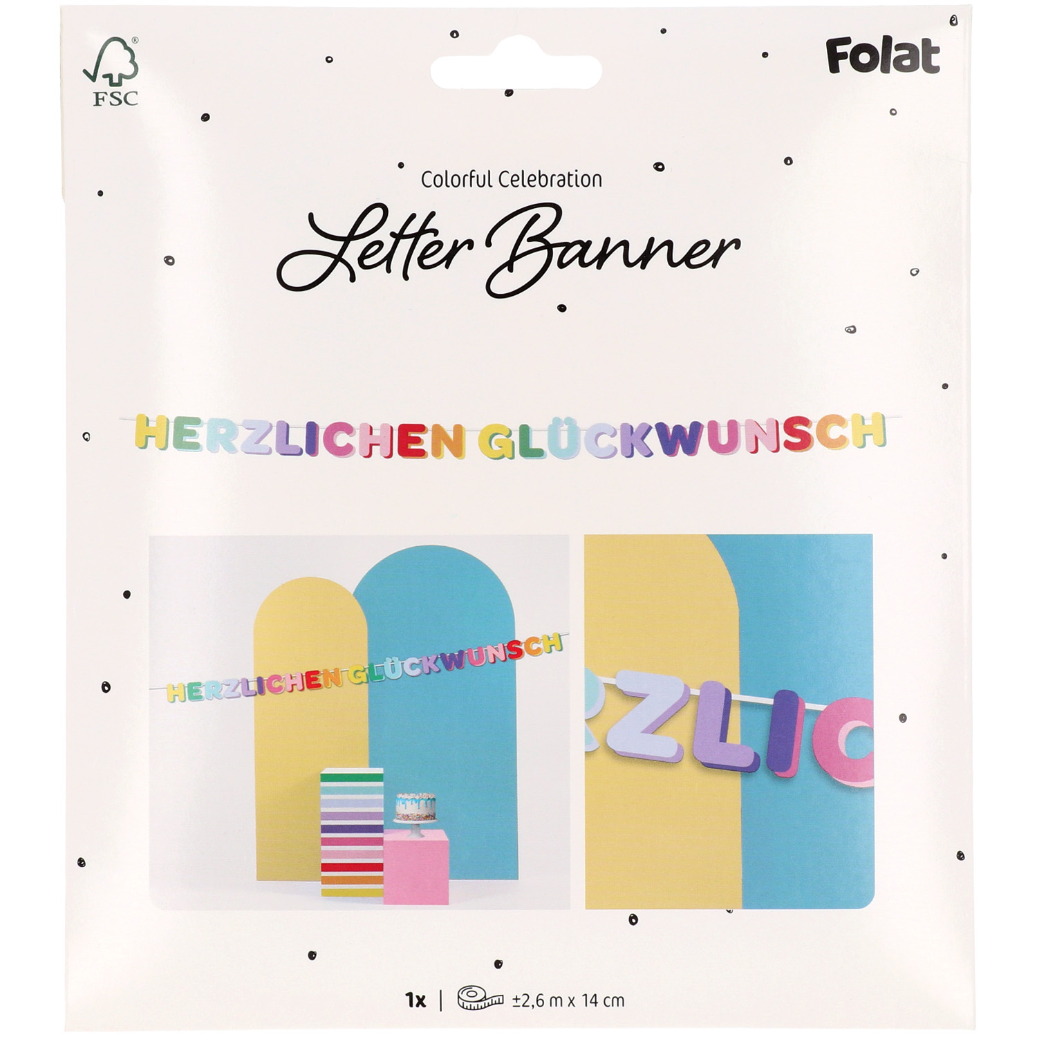 Produktbild 4 von Buchstabengirlande - "HERZLICHEN GLÜCKWUNSCH" - 2,6 m