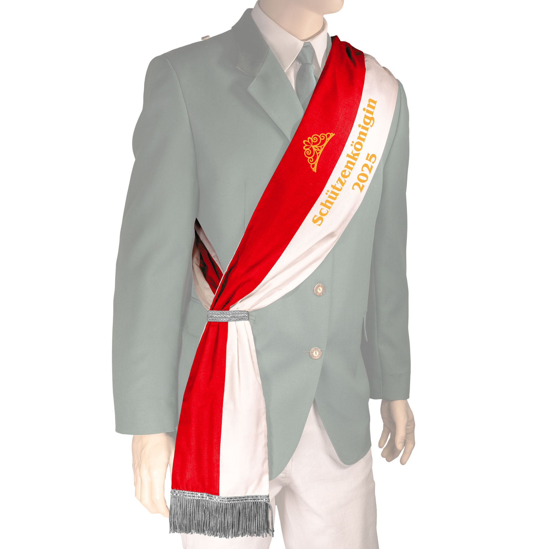 Schärpe rot/weiß aus Baumwolle - Schützenkönigin