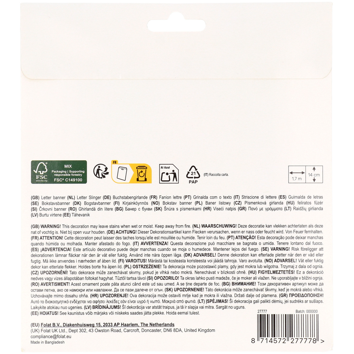 Produktbild 5 von Buchstabengirlande - "HAPPY BIRTHDAY" - 1,7 m