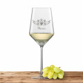 Schott Zwiesel Sauvignon Weißweinglas PURE mit Namen oder Wunschtext graviert (Weinrebe)