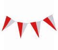 Wimpelkette rot-weiß (geteilt) aus Stoff  (Meterware) - Premiumqualität - 4 Wimpel (20 x 30 cm) pro Meter