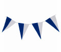 Wimpelkette blau-weiß (geteilt) aus Stoff  » Premiumqualität « Wind- und Wetterfest an Nylonseil