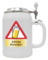 Bierkrug 0,5 l "Achtung Biertrinker" mit Zinndeckel