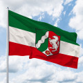 NRW-Flagge Quer mit Wappen (Dienstflagge)