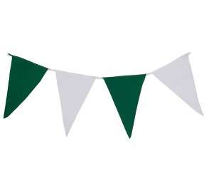 Wimpelkette grün-weiß aus Stoff » Premiumqualität « Wind- und Wetterfest an Nylonseil