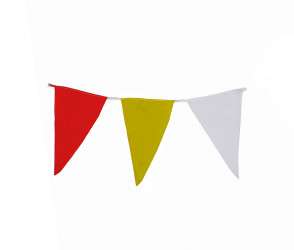 Wimpelkette rot-gelb-weiß aus Stoff » Premiumqualität « Wind- und Wetterfest an Nylonseil