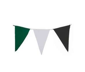 Wimpelkette grün-weiß-schwarz aus Stoff » Premiumqualität « Wind- und Wetterfest an Nylonseil