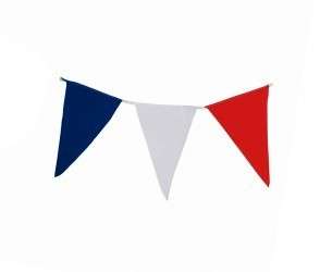 Wimpelkette blau-weiß-rot aus Stoff » Premiumqualität « Wind- und Wetterfest an Nylonseil