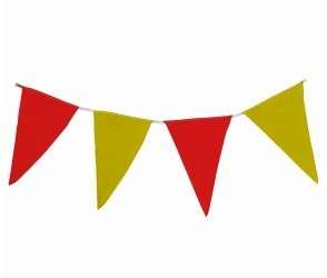 Wimpelkette rot-gelb aus Stoff » Premiumqualität « Wind- und Wetterfest an Nylonseil 