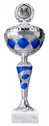 Pokale 10er Serie 59870 silber/blau mit Deckel 34 cm