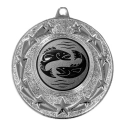 Medaille "Ginster" Ø 50 mm inkl. Wunschemblem und Kordel silber