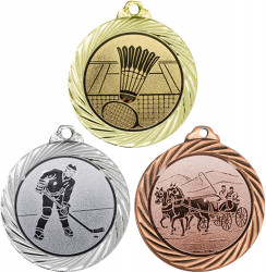 3er Serie Medaille METALL Emblem u 7 cm Angeln Angelsport inkl Halsband 